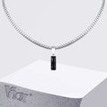 Black Zircon Square Pendant Cuban Chain Necklace