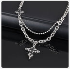 Lava Cross Pendant Cuban Chain Necklace