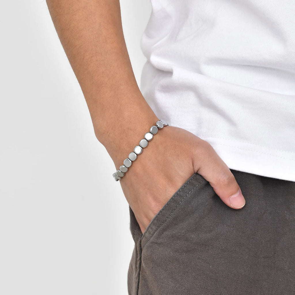 7.7mm Hematite Beaded Bracelet