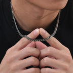 Retro Oxidised Cuban Link Chain Necklace