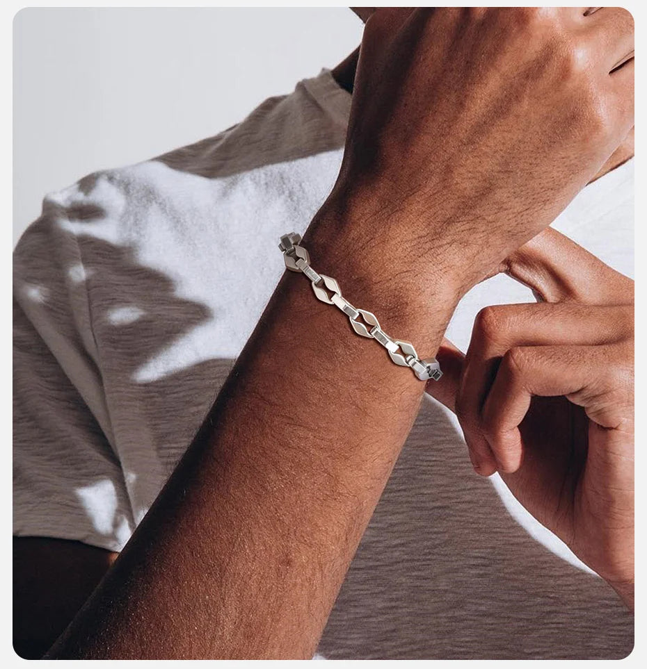 Rhombus Geometric Link Chain Bracelet