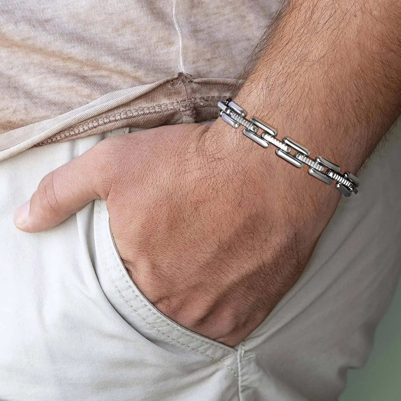 Heavy Handmade Rectangle Chain Bracelet