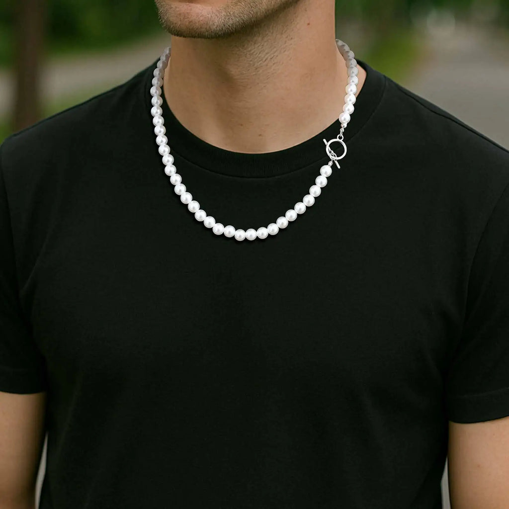 Pearl Beaded OT Clasp Collar Necklace