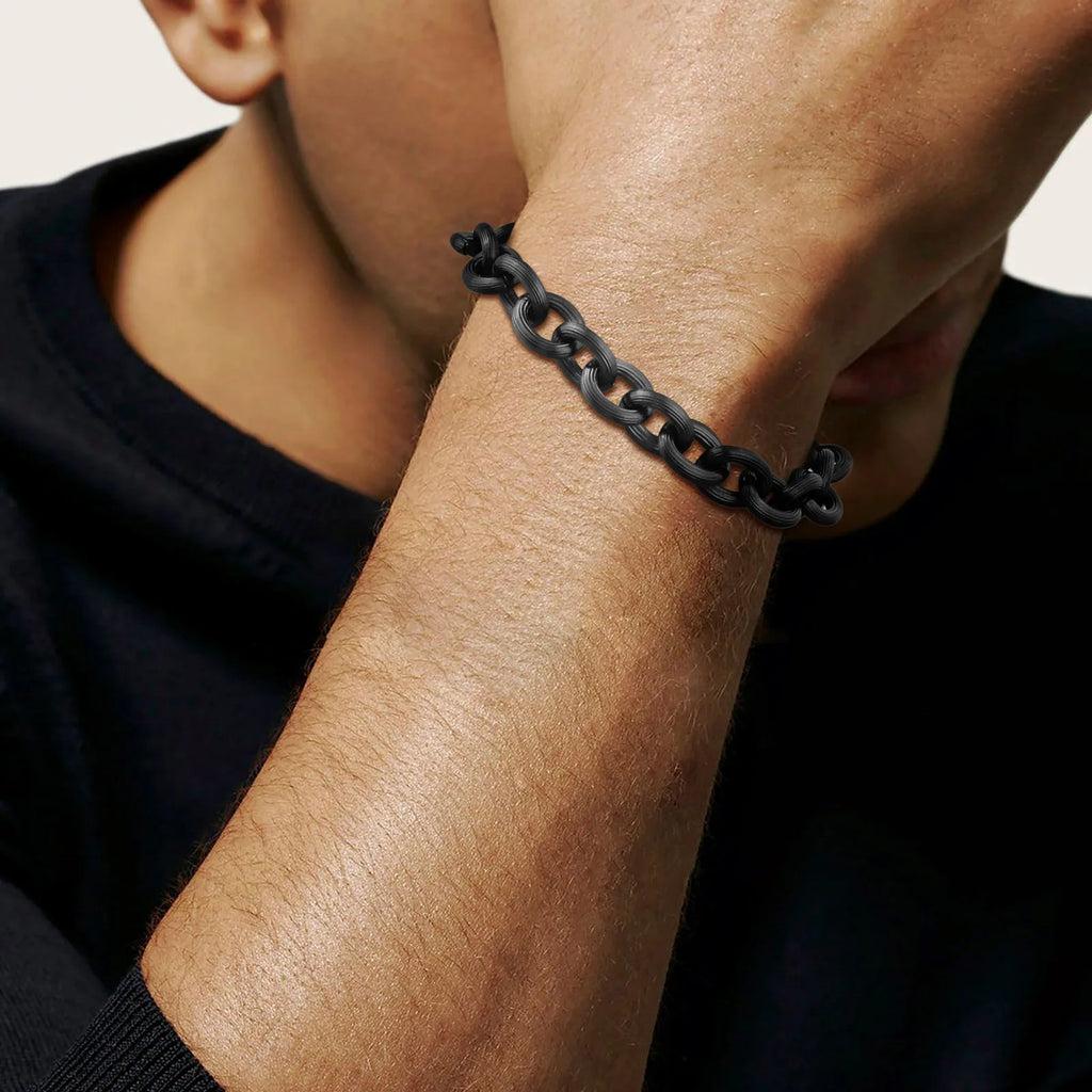 Matte Black Rolo Chain Bracelet