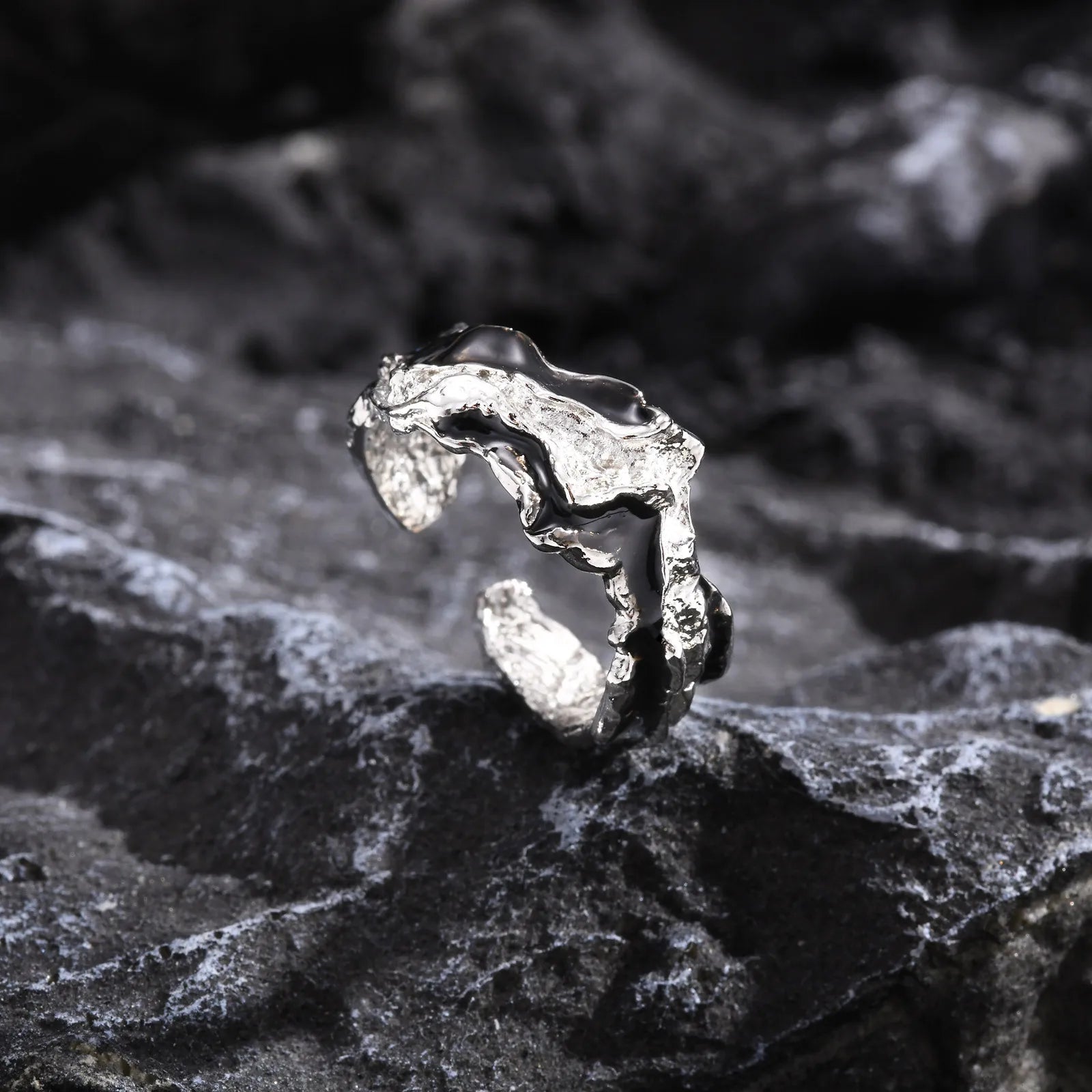 Lava Texture Open Adjustable Ring
