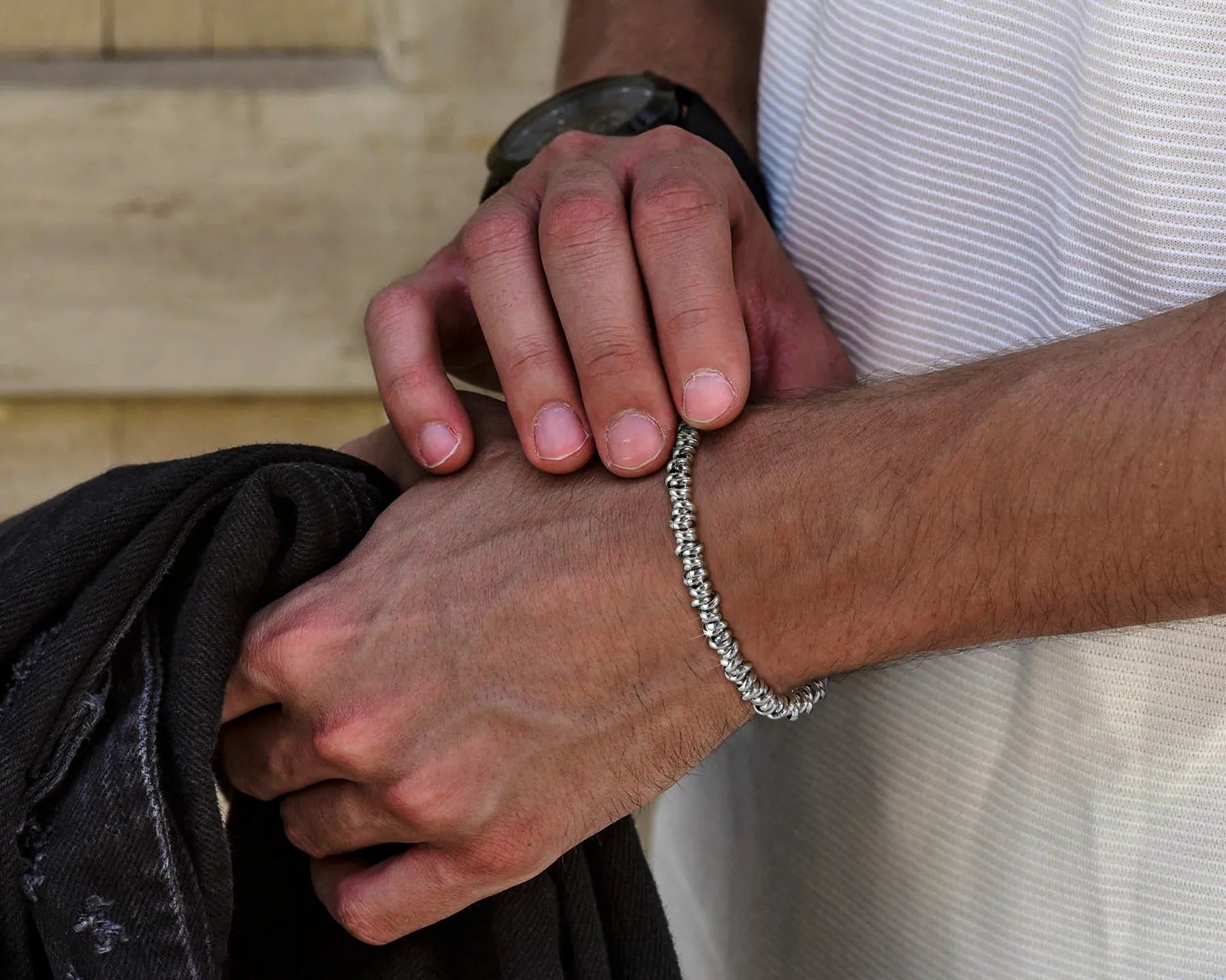 Twisted Steel Chain Bracelet