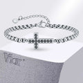 Black CZ Cross Box Chain Bracelet