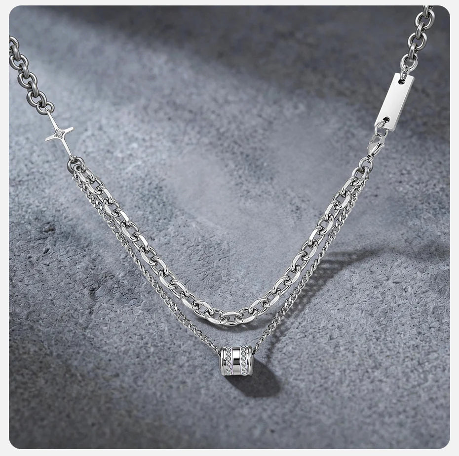 Double Layer Cuban Chain Choker Necklace