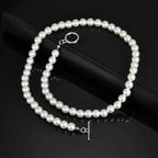 Pearl Beaded OT Clasp Collar Necklace