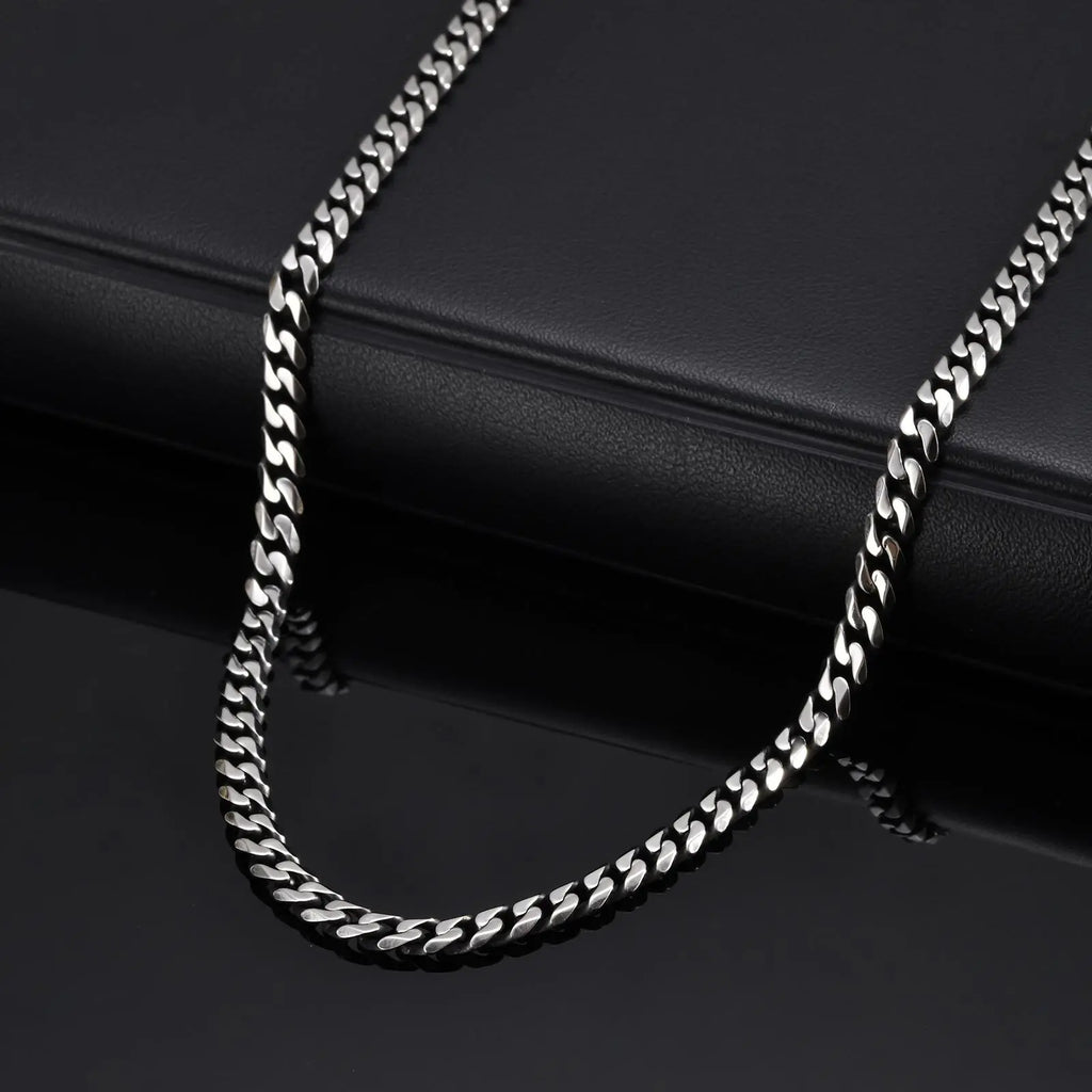 Retro Oxidised Cuban Link Chain Necklace