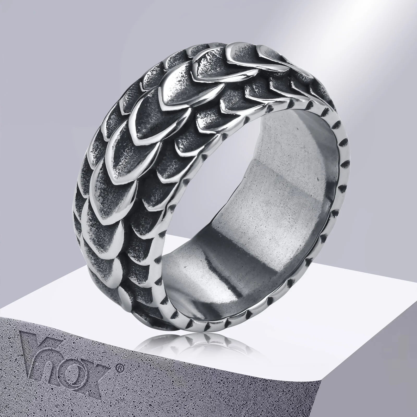 Viking Dragon Carved Band Ring