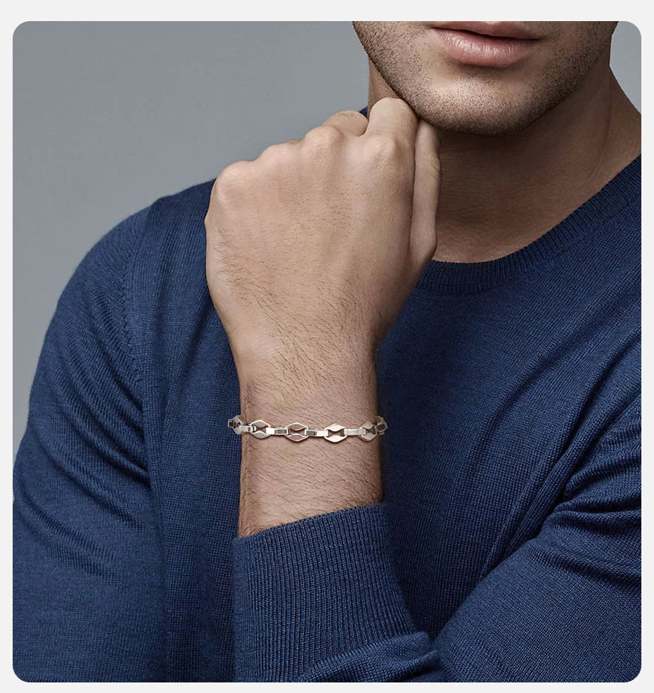 Rhombus Geometric Link Chain Bracelet