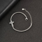 Black CZ Cross Box Chain Bracelet