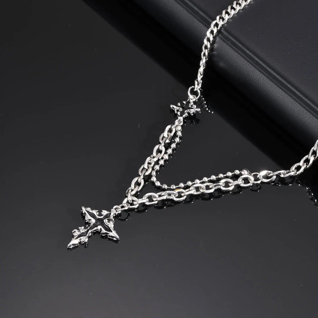 Lava Cross Pendant Cuban Chain Necklace