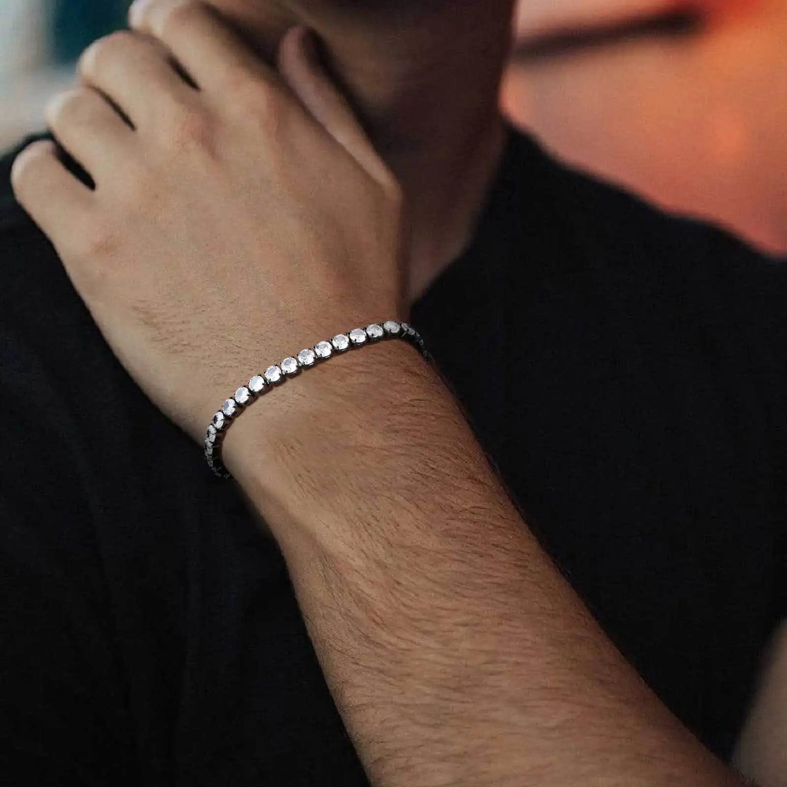 Black Zirconia Box Chain Bracelet