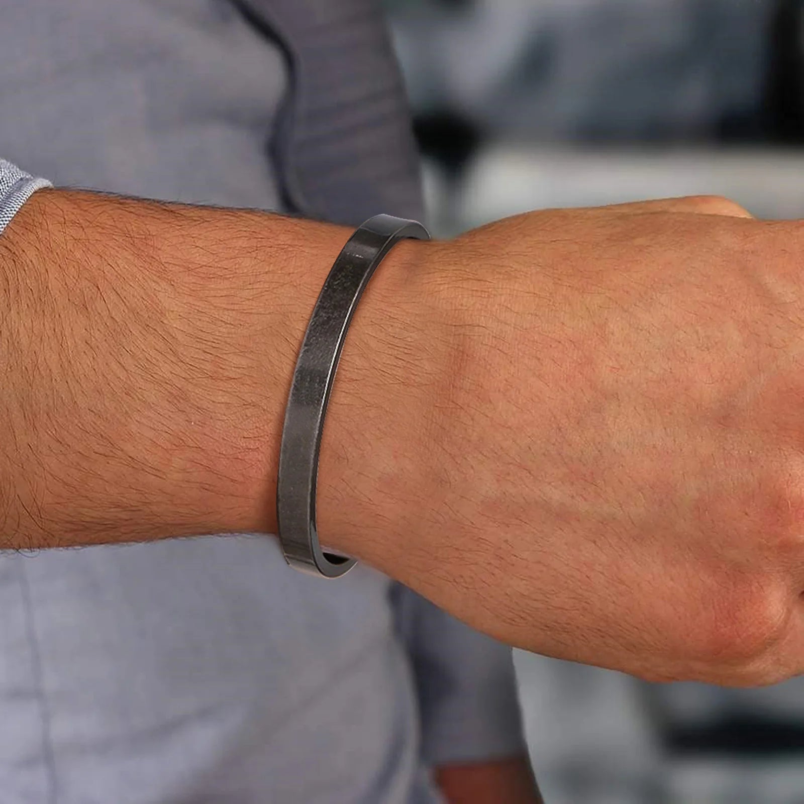 Oxidised Open Cuff Bangle Bracelet