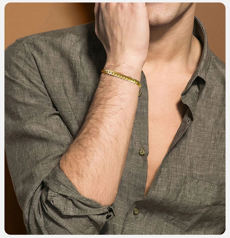 6mm Flat Cuban Link Chain Bracelet