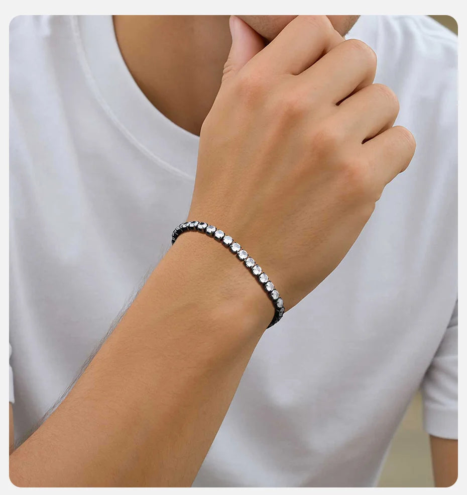 Black Zirconia Box Chain Bracelet