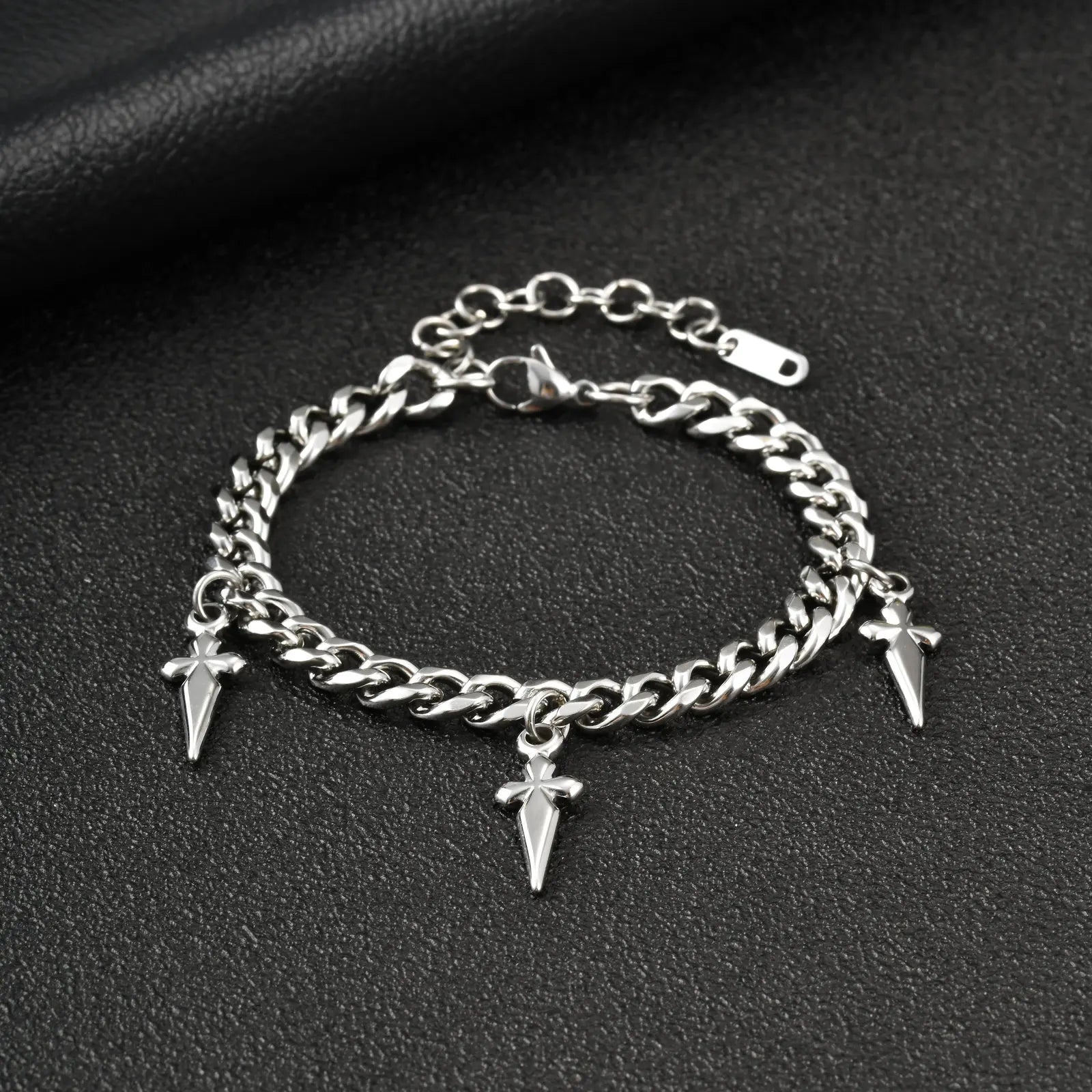 Cuban Link Bracelet with Cross Pendant