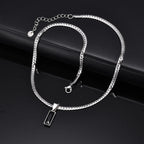Black Zircon Square Pendant Cuban Chain Necklace