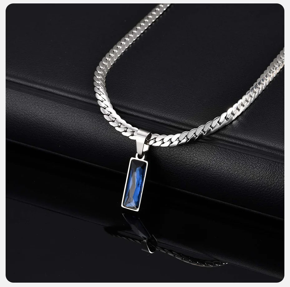 Square Stone Pendant Necklace