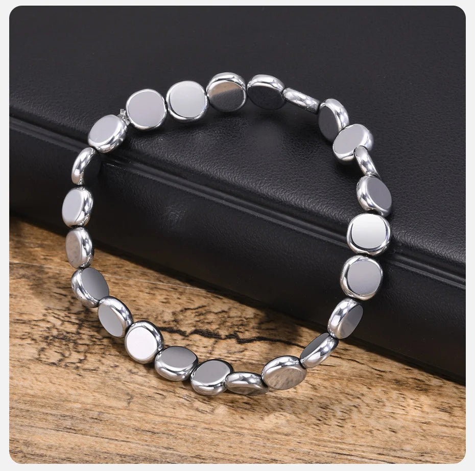 7.7mm Hematite Beaded Bracelet
