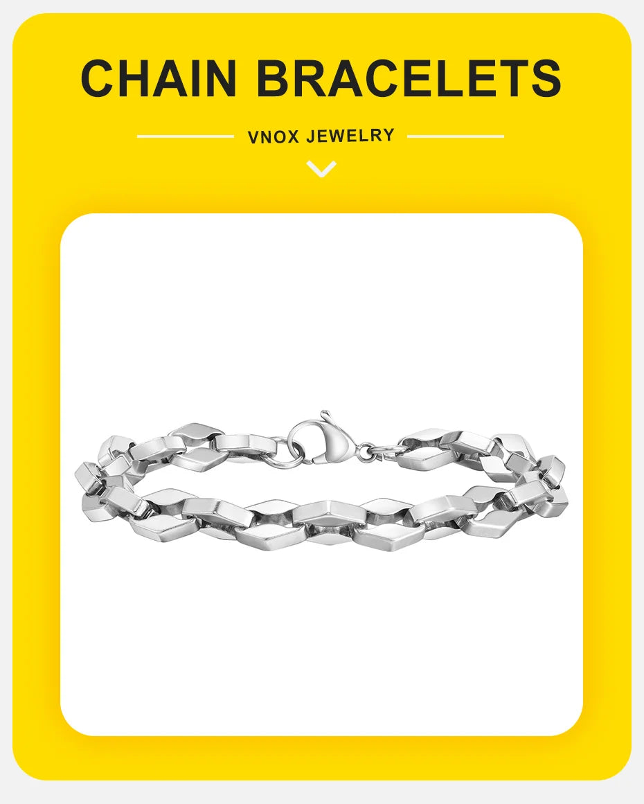 Rhombus Geometric Link Chain Bracelet