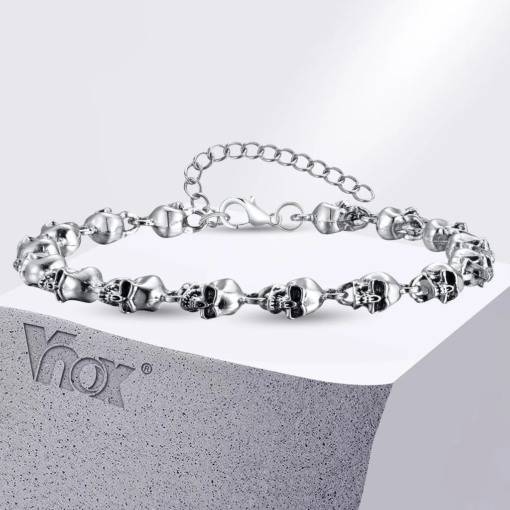 Full Skull Link Chain Bracelet