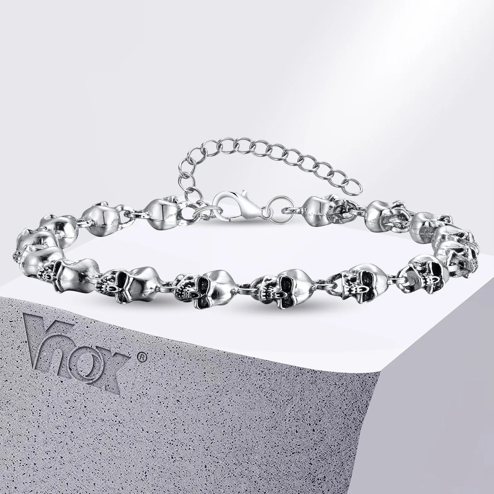 Full Skull Link Chain Bracelet