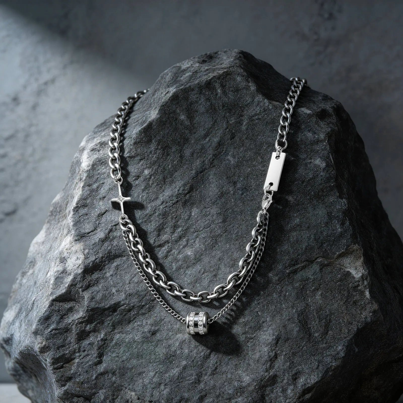 Double Layer Cuban Chain Choker Necklace