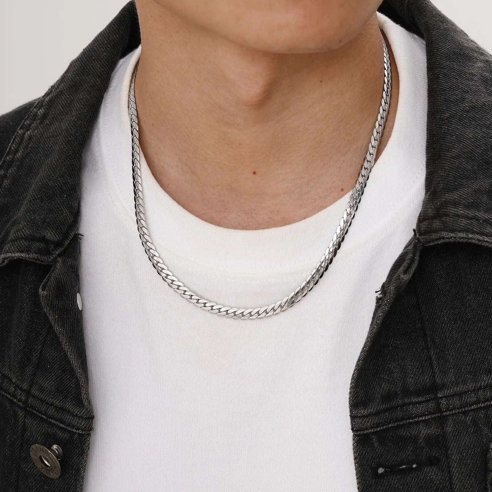 5.7mm Flat Cuban Link Chain Necklace