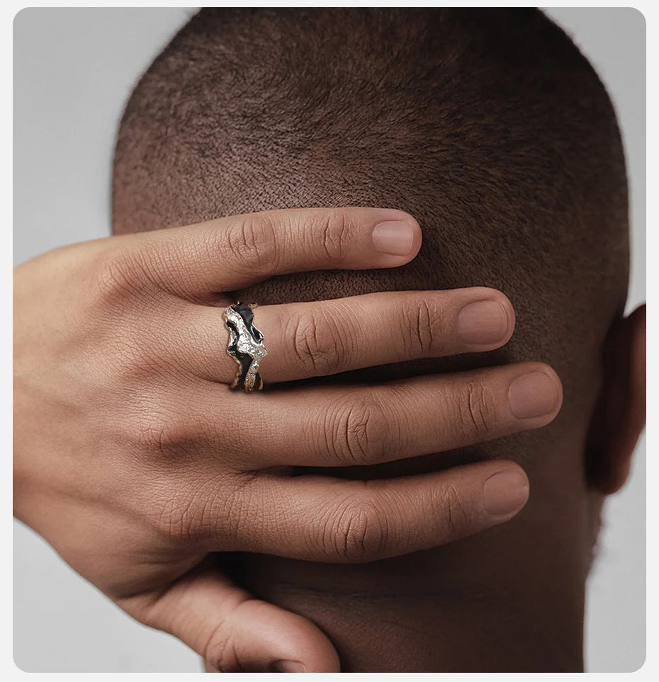 Lava Texture Open Adjustable Ring