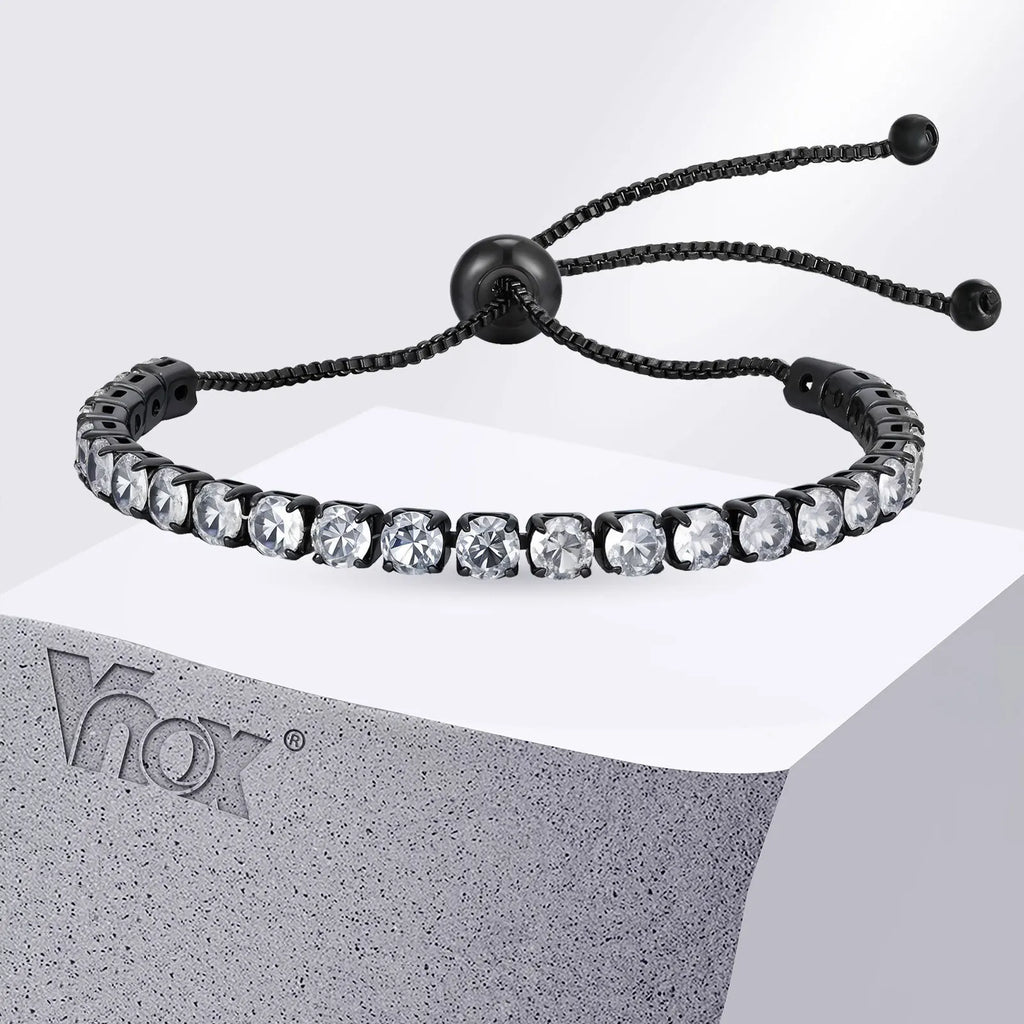 Black Zirconia Box Chain Bracelet
