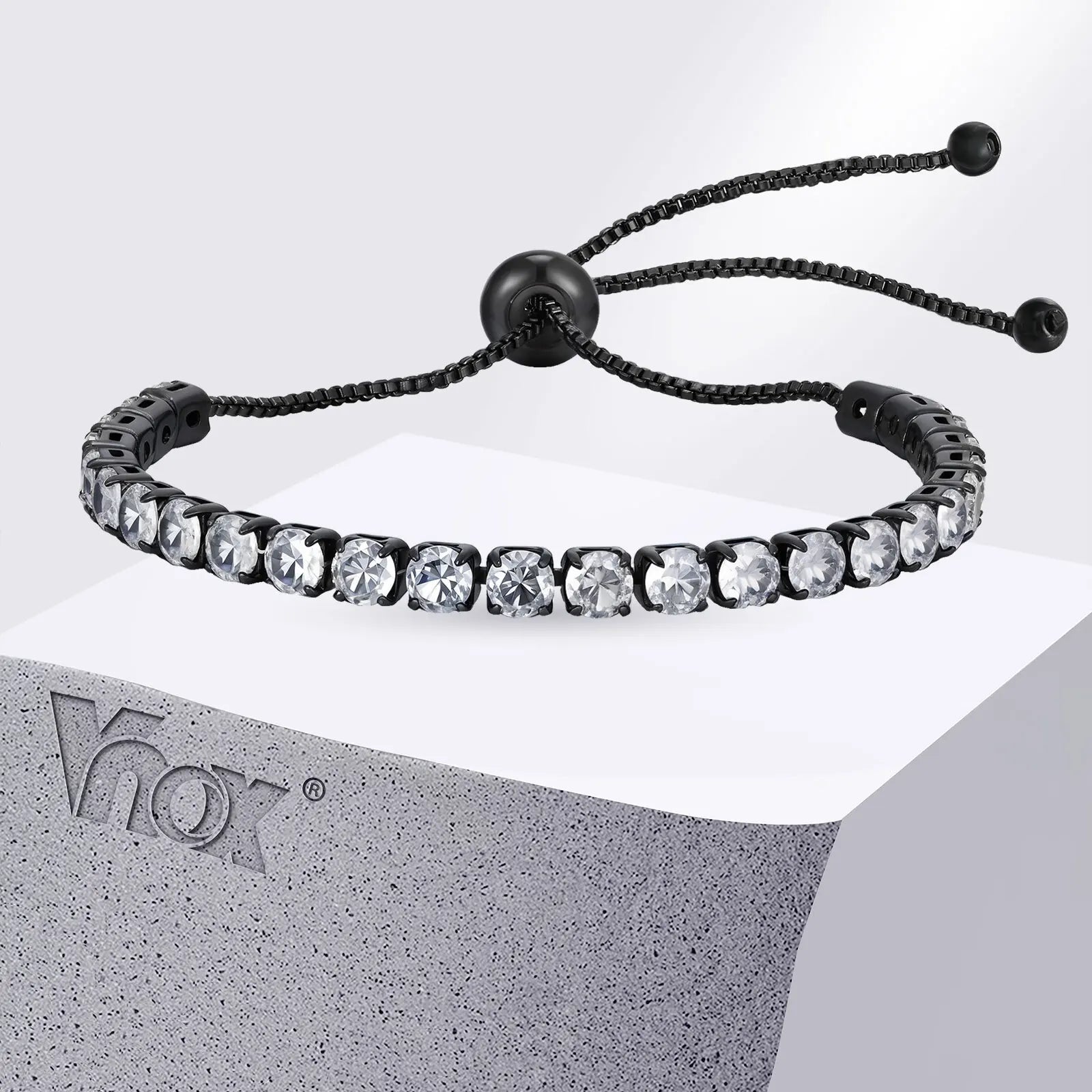 Black Zirconia Box Chain Bracelet