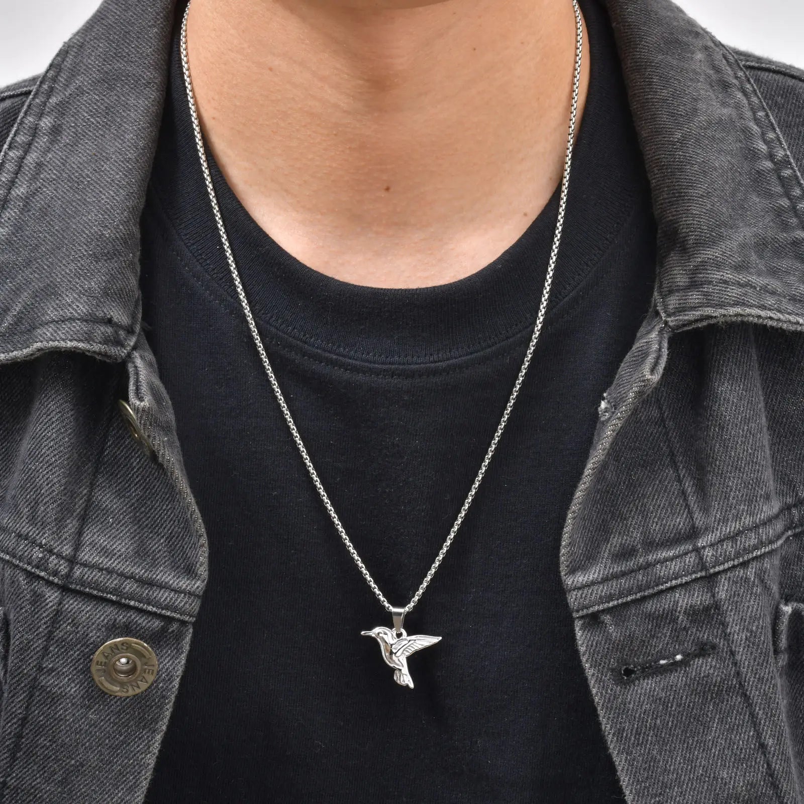 Hummingbird Pendant Box Chain Necklace