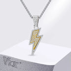 Lightning CZ Pendant Box Chain Necklace