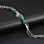 Green Natural Stone Beaded Chain Bracelet