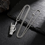 Rock Hand Gesture Pendant Necklace