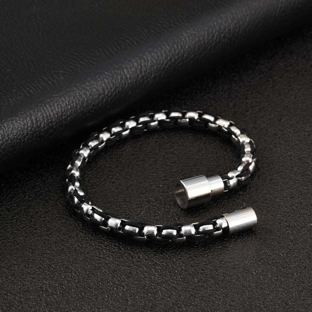 Black Rope Box Chain Magnetic Bracelet