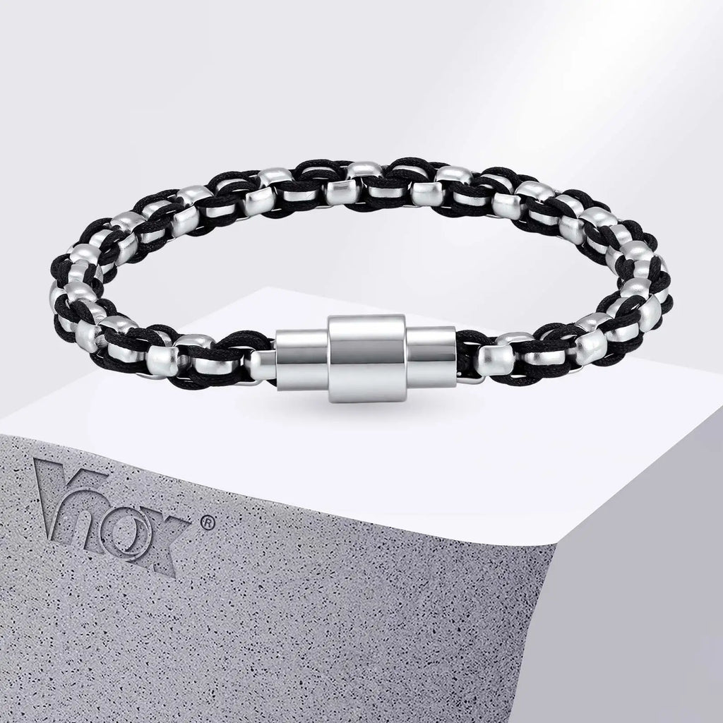 Black Rope Box Chain Magnetic Bracelet