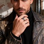 Hexagon Black Zircon Statement Ring