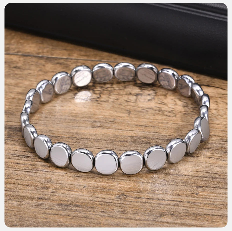 7.7mm Hematite Beaded Bracelet