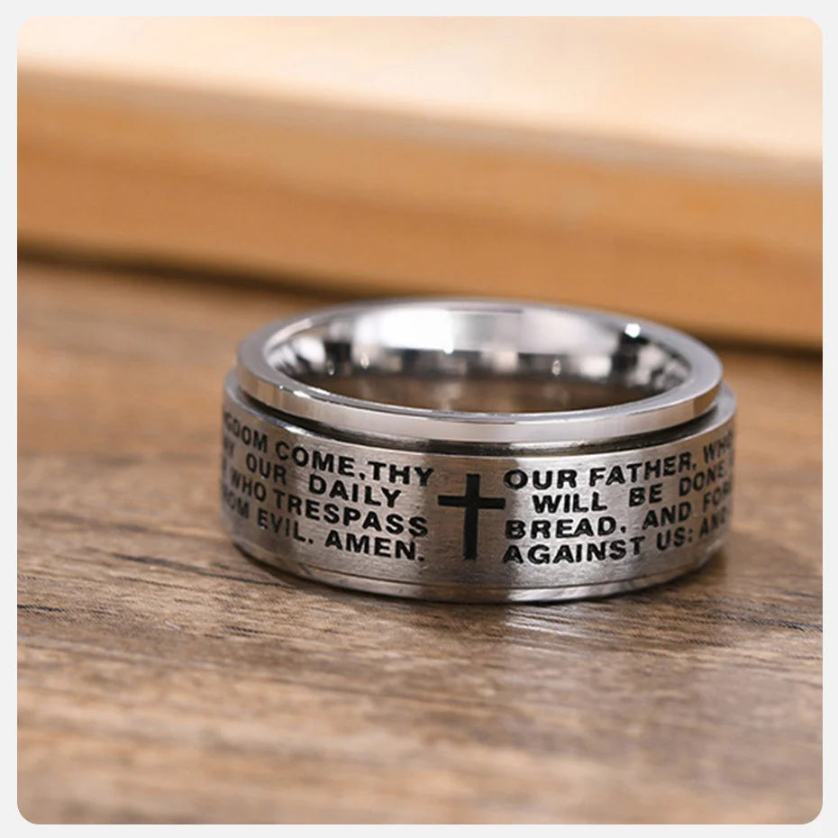 Spinner Cross Prayer Ring