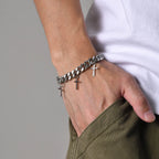 9mm Cuban Chain Bracelet with Cross Charm