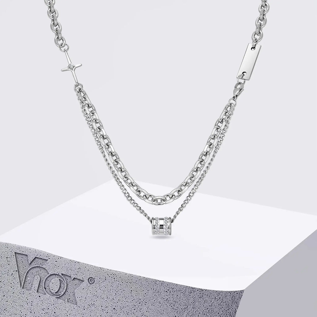 Double Layer Cuban Chain Choker Necklace