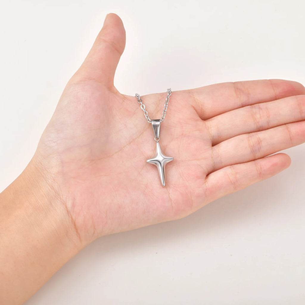 Hollow Four Point Star Pendant Necklace