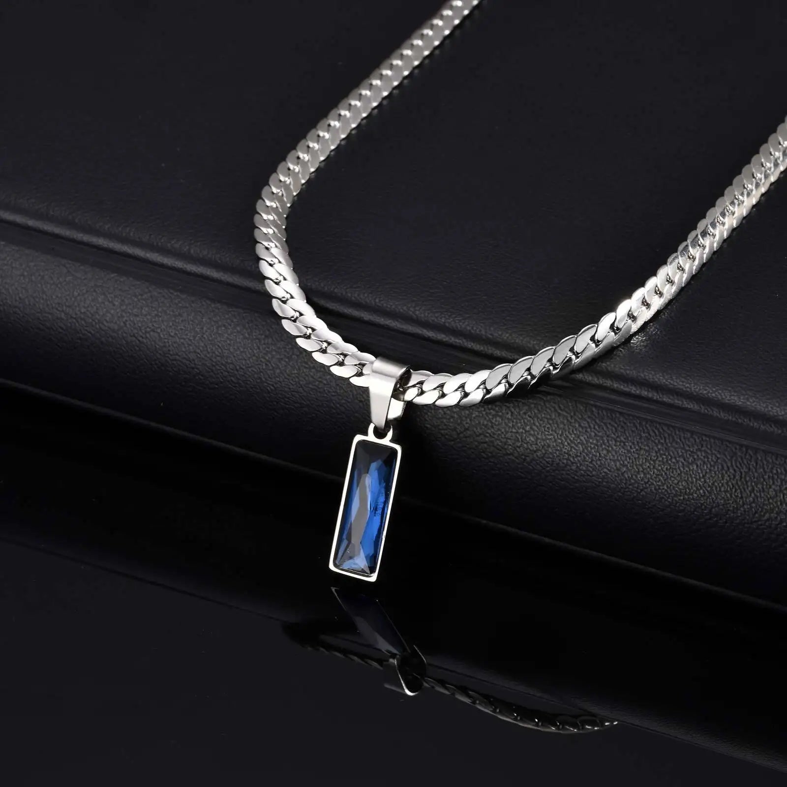 Square Stone Pendant Necklace