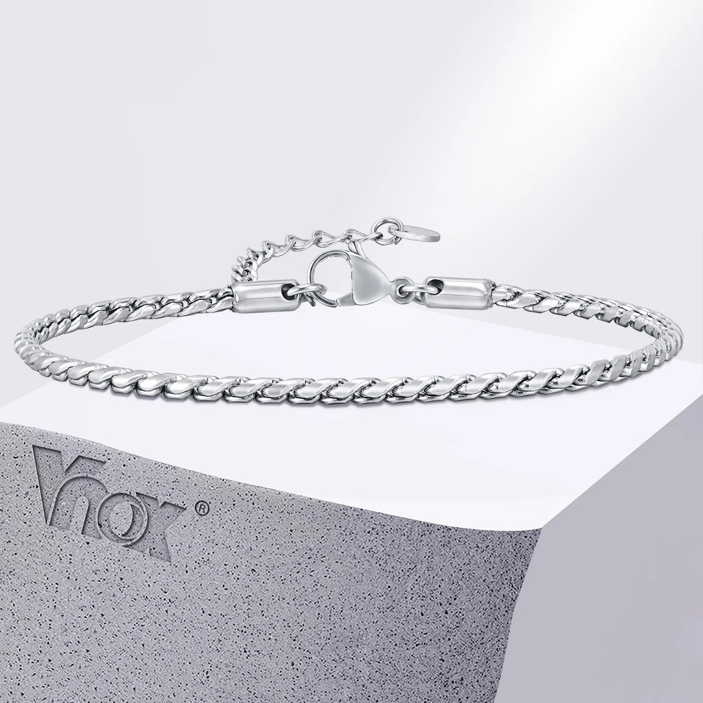 2.5mm Slim Twisted Snake Chain Bracelet