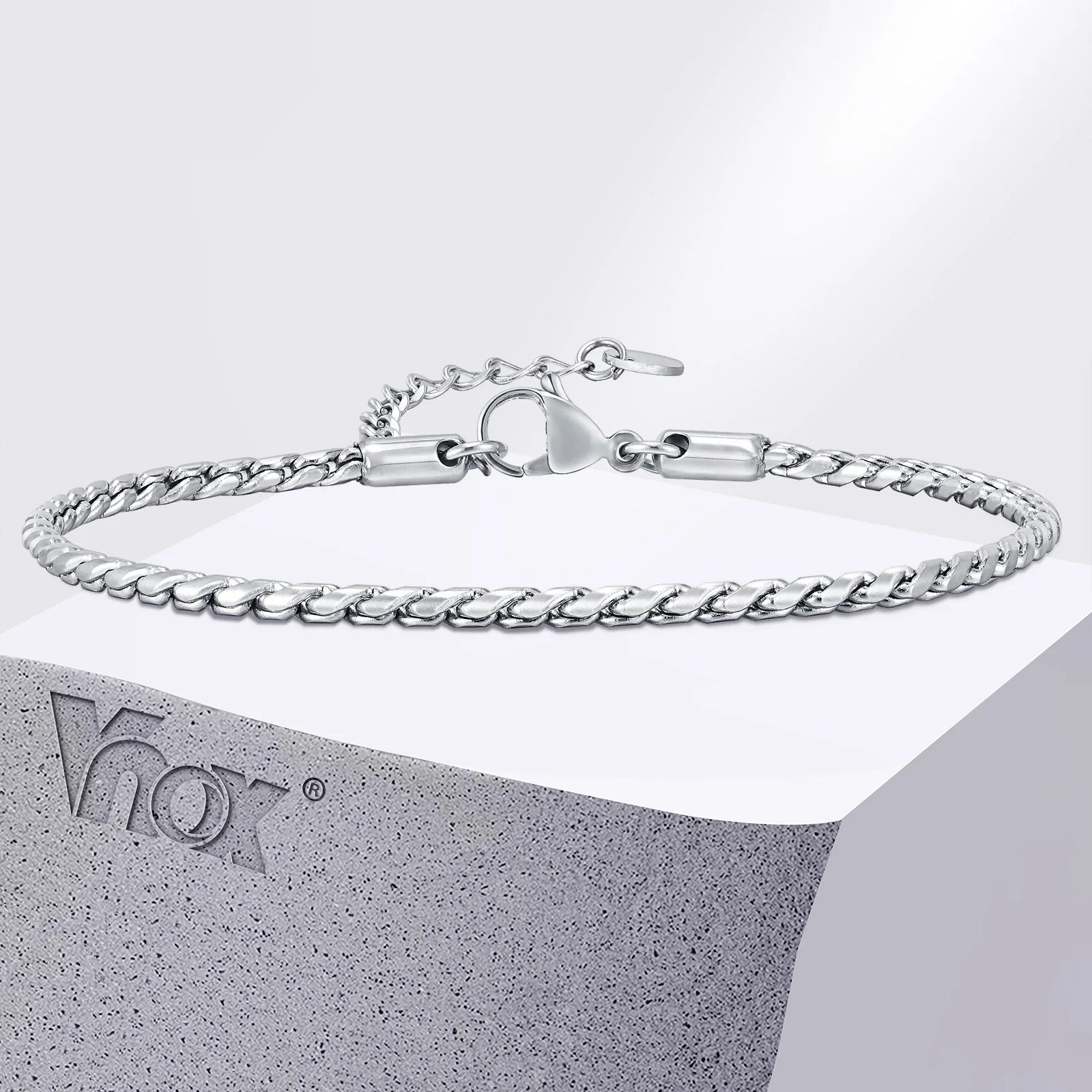2.5mm Slim Twisted Snake Chain Bracelet