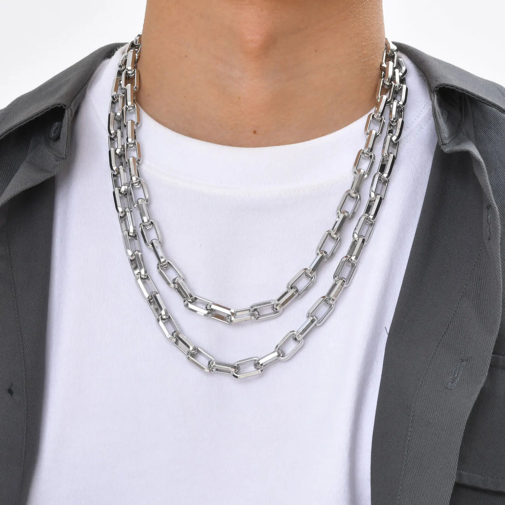 Chunky Rectangular Chain Choker Necklace
